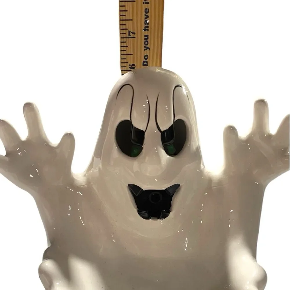 Vintage 1992 New Creative Enterprises Ceramic Ghost Halloween Candy Dish WORKS!